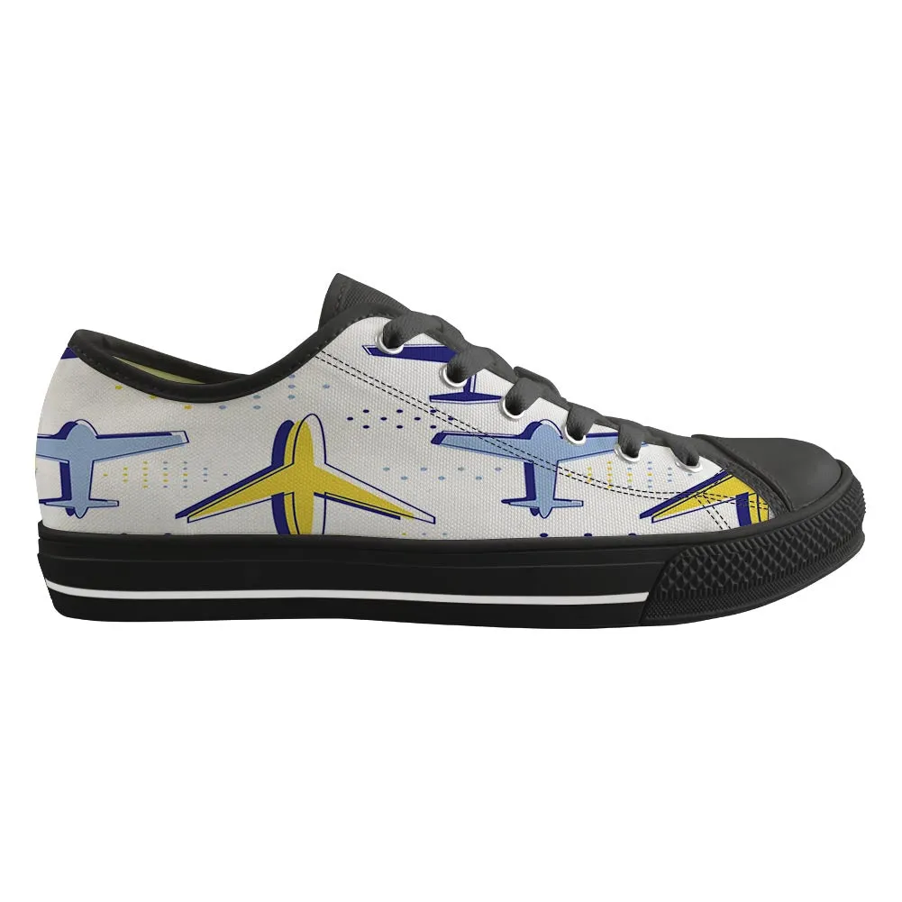 Very Colourful Airplanes Designed Canvas Shoes (Men)