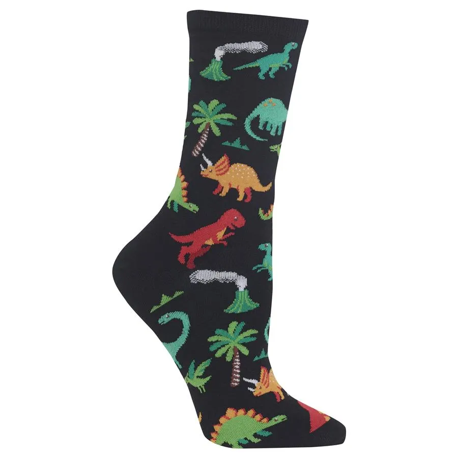 Walk The Dinosaur (Black) Women's Crew Socks