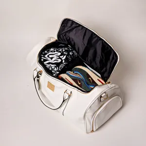 White Tumbled Leather Duffle Bag (New Weekender Design)