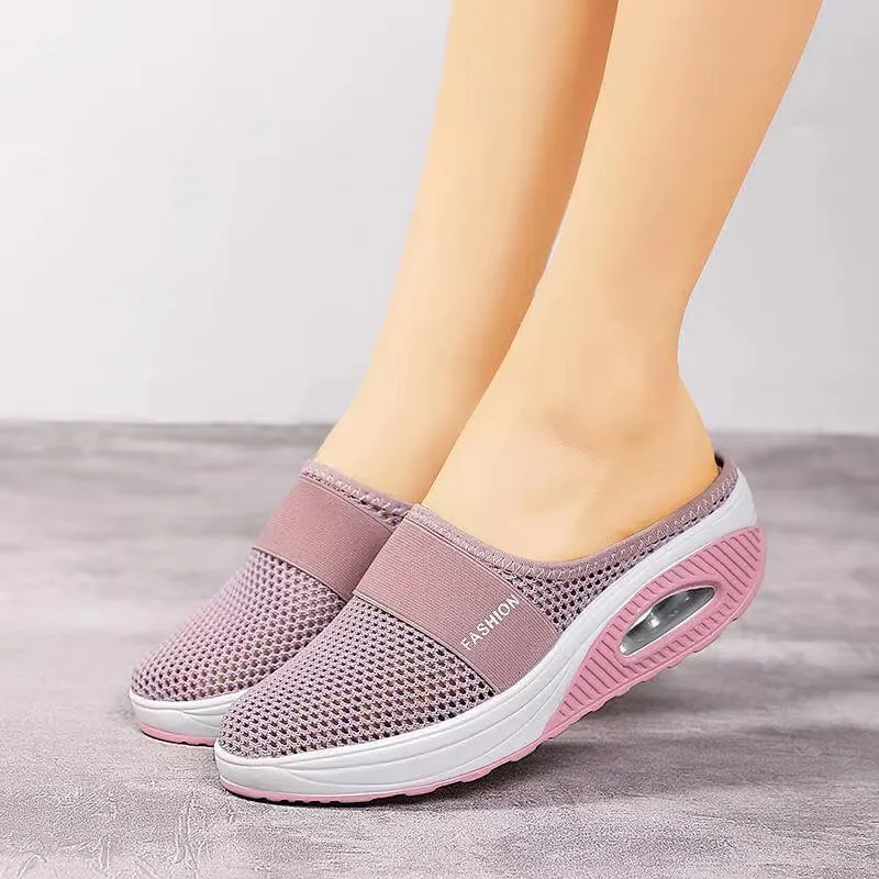 Women's Breathable Lightweight Air Cushion Slip-On Walking Slipper B112