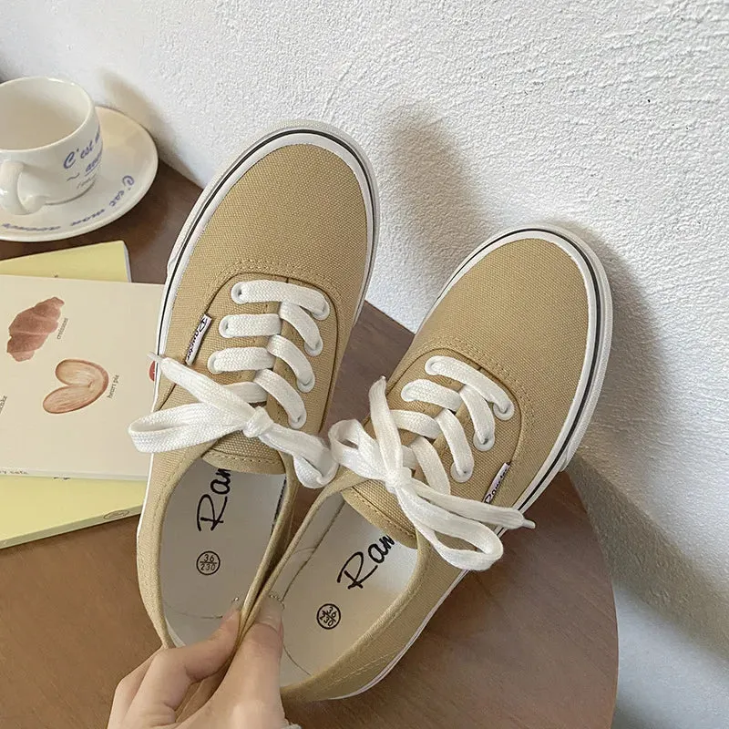 Women's Flat Canvas Lace up shoes