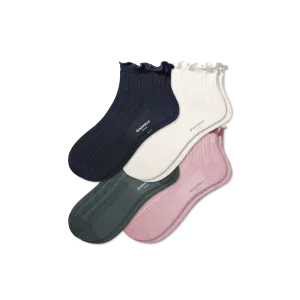 Women's Pointelle Frill Quarter Sock 4-Pack