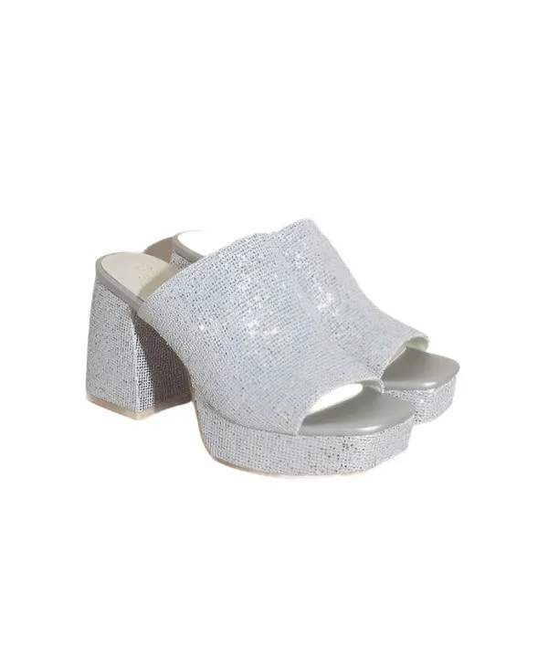 Womens Silver Crystal Sandals Shoes