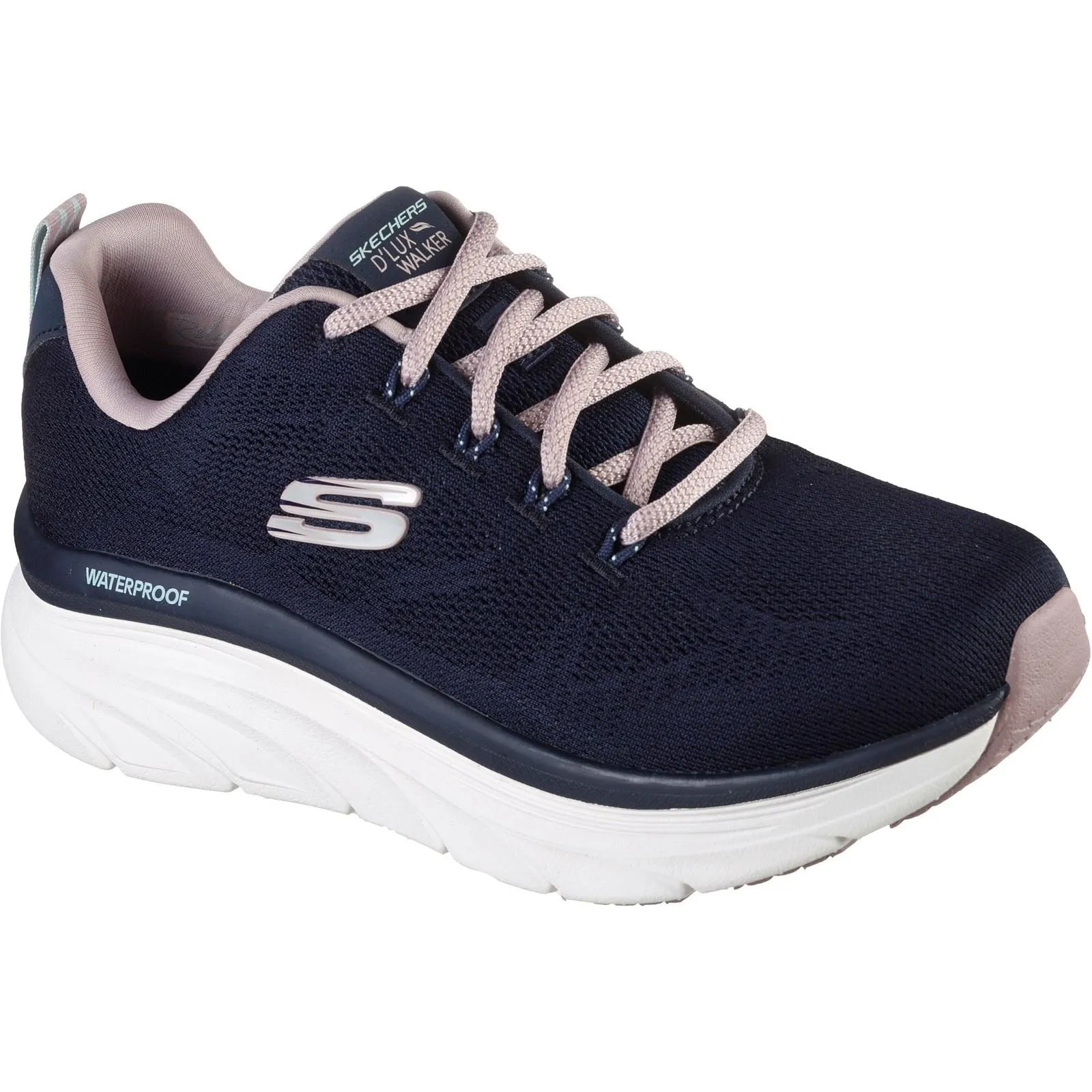 Women's Wide Fit Skechers 149810 D'Lux Walker Get Oasis Sneakers - Navy/Lavender