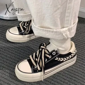 Xajzpa - Autumn Canvas Sneakers Women Fashion Students Vintage Platform Sneakers Basic Sleek Basic Sleek Casual Black Female Shoes